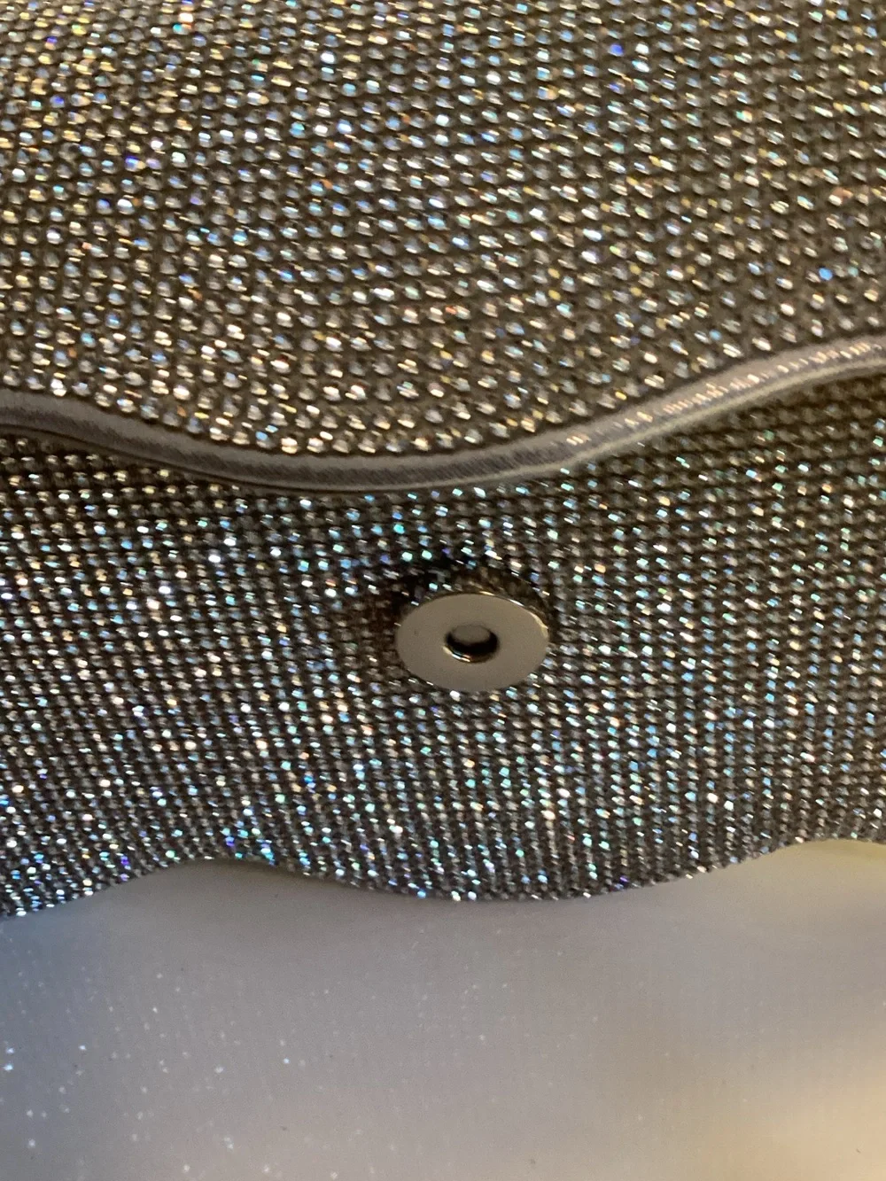 Silver Crystal Scallop-Edge Evening Clutch with Top Handle